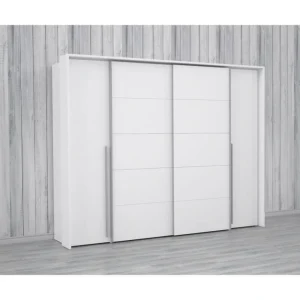 CSTORE Armoire – Blanc Mat – 2 Portes Battantes + 2 Portes Coulissantes – L … Meilleur Prix 11