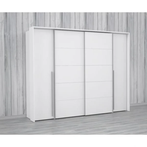 CSTORE Armoire – Blanc Mat – 2 Portes Battantes + 2 Portes Coulissantes – L … Meilleur Prix 4