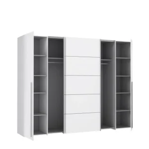 CSTORE Armoire – Blanc Mat – 2 Portes Battantes + 2 Portes Coulissantes – L … Meilleur Prix 13