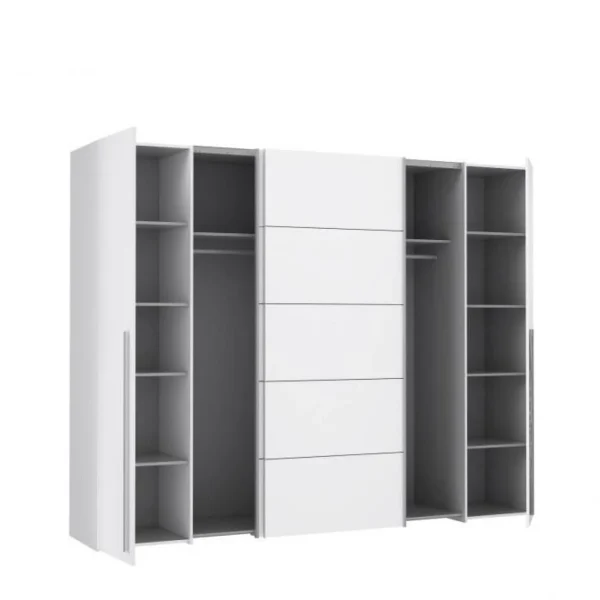 CSTORE Armoire – Blanc Mat – 2 Portes Battantes + 2 Portes Coulissantes – L … Meilleur Prix 5