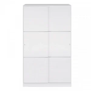 boutiqued pas cher Dansmamaison Armoire Coulissante 2 Portes Blanc – RAFU – L 120 X L 50 X H 200 Cm 12