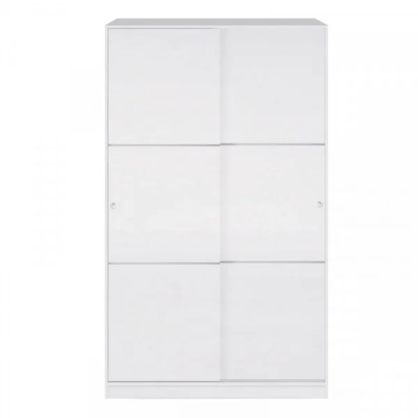 boutiqued pas cher Dansmamaison Armoire Coulissante 2 Portes Blanc – RAFU – L 120 X L 50 X H 200 Cm 5