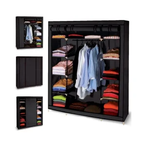 Large choix en ligne Idmarket Armoire De Rangement Noire Dressing Penderie XXL Tissu 10