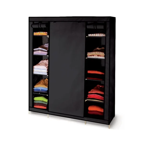 Large choix en ligne Idmarket Armoire De Rangement Noire Dressing Penderie XXL Tissu 5
