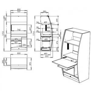 Simmob Armoire Informatique Galbée 80 Cm Chêne mode 12