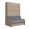 Inside 75 Armoire Lit Escamotable SOFA AUTOMATICA 140 Cm Taupe Canapé Microfibr… marque moins cher 19