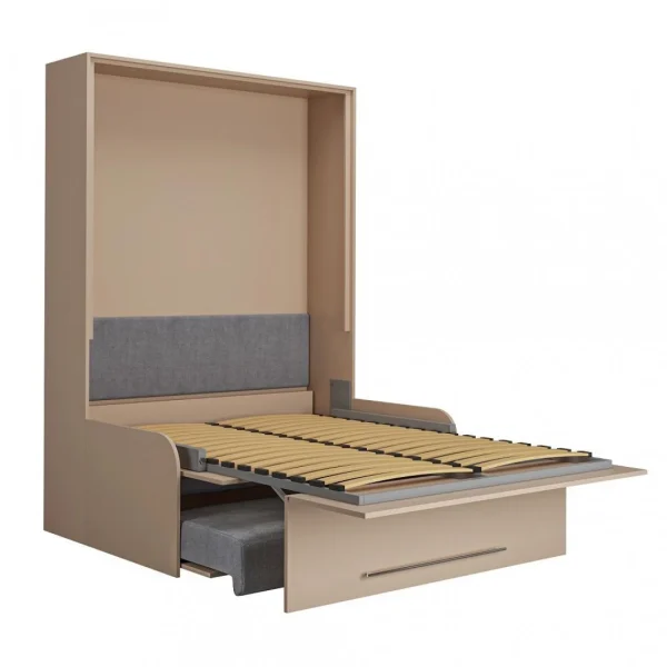 Inside 75 Armoire Lit Escamotable SOFA AUTOMATICA 140 Cm Taupe Canapé Microfibr… marque moins cher 4