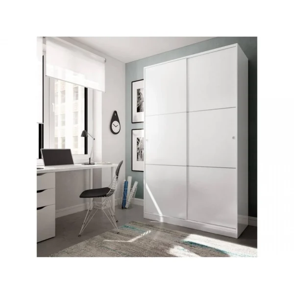 offre spéciale Habitat Et Jardin Armoire Max – 2 Portes Coulissantes – 200 X 120 X 50 Cm – Blanc 3