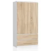 Hucoco BIANCA – Armoire Avec 2 Tiroirs – 180x90x51cm – Meuble De Rangement – … pas cher en ligne 17