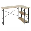 Altobuy BIWO – Bureau D’Angle Noir Et Naturel Avec 2 Tablettes grande promotion 19