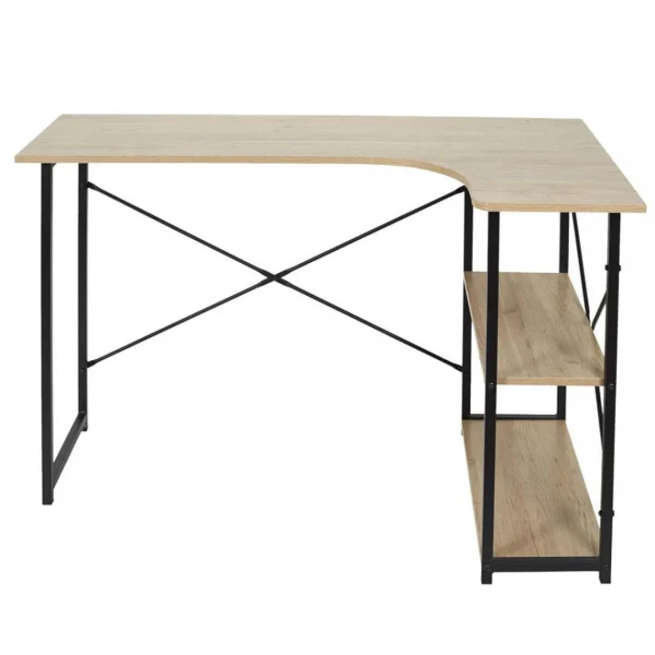 excellente qualité Altobuy BIWO – Bureau D’Angle Noir Et Naturel Avec 2 Tablettes 3