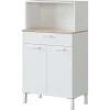 Pegane Buffet Meuble Cuisine 2 Portes + Tiroir Coloris Blanc Artic / Chêne C… site officiel 16