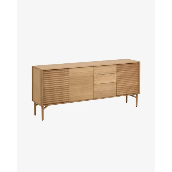 en ligne Pegane Buffet Meuble De Rangement Coloris Naturel En Bois Massif Et Placage D… 1