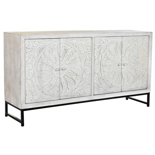 aux meilleurs prix Pegane Buffet Meuble De Rangement En Bois De Manguier Coloris Blanc Et Métal… 1