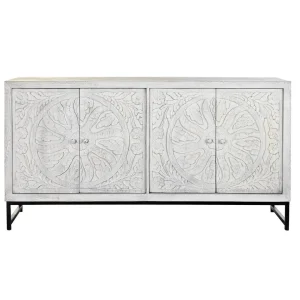 aux meilleurs prix Pegane Buffet Meuble De Rangement En Bois De Manguier Coloris Blanc Et Métal… 9
