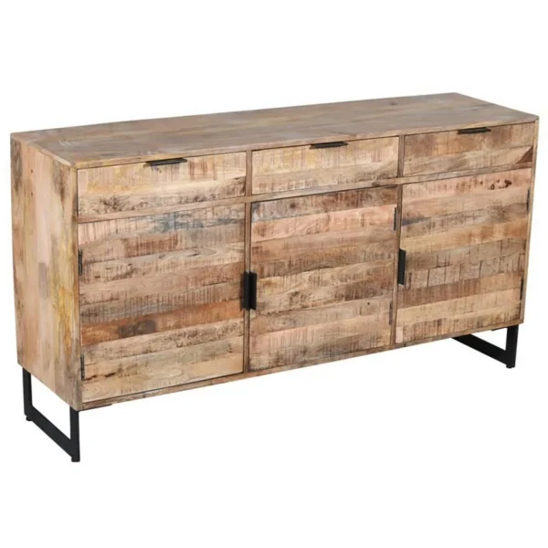 Pegane Buffet Meuble De Rangement En Bois De Manguier Coloris Naturel Et Mét… prix pas cher 1