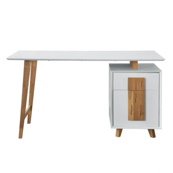 CSTORE Bureau 1 Porte 1 Tiroir – Décor Bois Et Blanc – L 140 X P 76 X H 60 -… soldes ligne 1