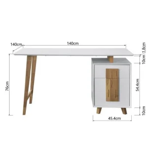 CSTORE Bureau 1 Porte 1 Tiroir – Décor Bois Et Blanc – L 140 X P 76 X H 60 -… soldes ligne 13