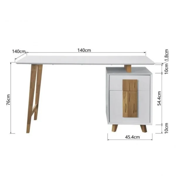 CSTORE Bureau 1 Porte 1 Tiroir – Décor Bois Et Blanc – L 140 X P 76 X H 60 -… soldes ligne 5