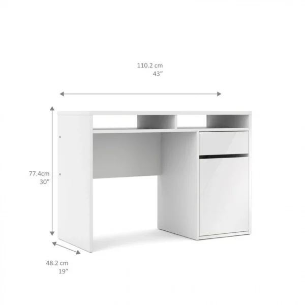 à prix d'occasion BUT Bureau 1 Porte Et 1 Tiroir BEST LAK 3 Blanc Laqué 6