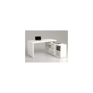 achat pas cher Vente-unique Bureau D’angle Avec Rangements ALDRIC III – Blanc 10