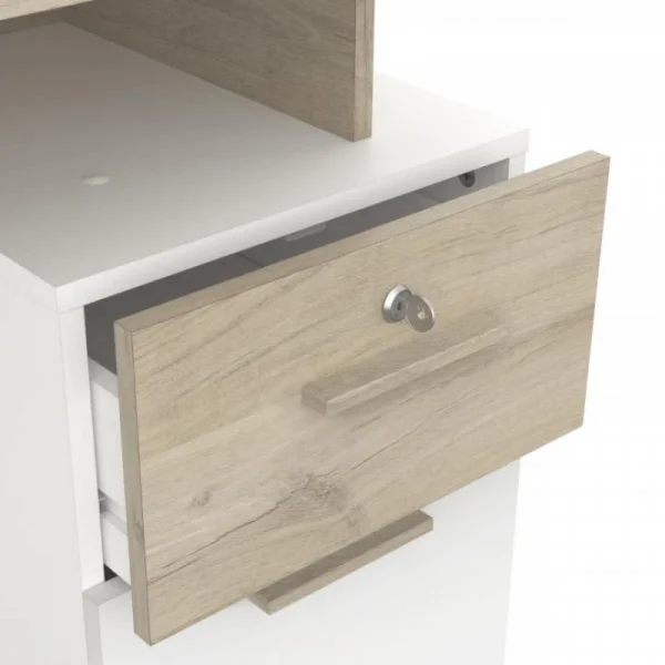 en ligne Dansmamaison Bureau 2 Portes 2 Tiroirs Bois/Blanc – VOLTAIRE – L 135 X L 55 X H 76 … 4