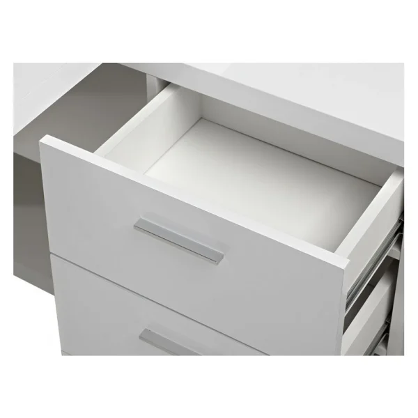 achat pas cher Vente-unique Bureau D’angle Avec Rangements ALDRIC III – Blanc 7
