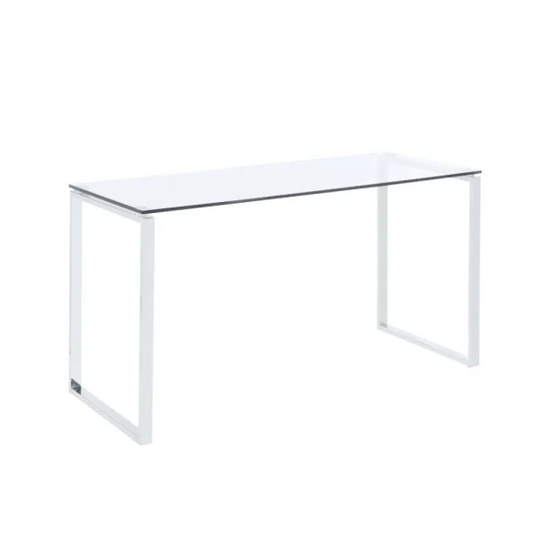 soldes de Noël Vente-unique Bureau FREYA – Verre Trempé & Métal Chromé 5