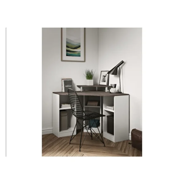 Livraison rapide TEMAHOME Bureau D’angle CORNER – Blanc Et Béton – SYMBIOSIS 4