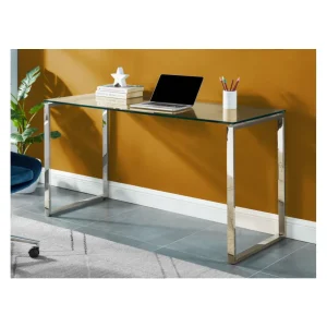 soldes de Noël Vente-unique Bureau FREYA – Verre Trempé & Métal Chromé 9