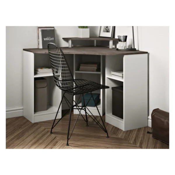 Livraison rapide TEMAHOME Bureau D’angle CORNER – Blanc Et Béton – SYMBIOSIS 3