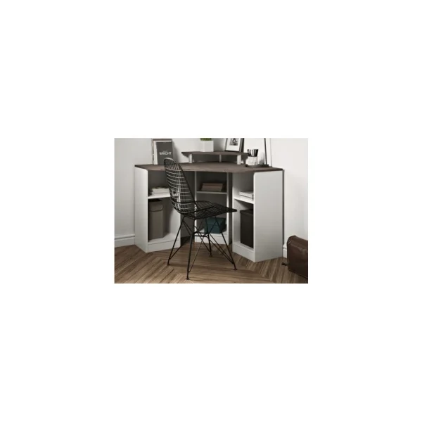 Livraison rapide TEMAHOME Bureau D’angle CORNER – Blanc Et Béton – SYMBIOSIS 1