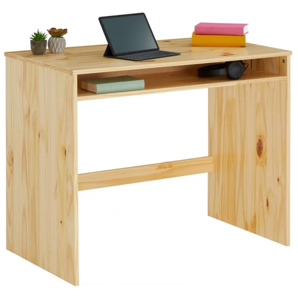 meilleur cadeau IDIMEX Bureau ALICE Avec 1 Niche, En Pin Massif Vernis Naturel 1
