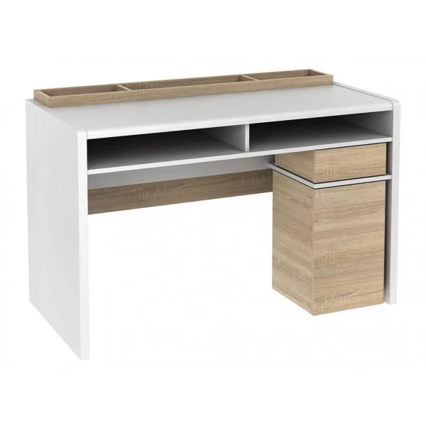 Vente-unique Bureau ASERRI Avec Rangements – Blanc Et Chêne boutique paris 5