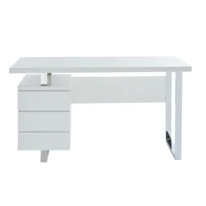 pas cher en vente Vente-unique Bureau Avec 3 Tiroirs – MDF – Blanc Laqué – MYLAN II 15