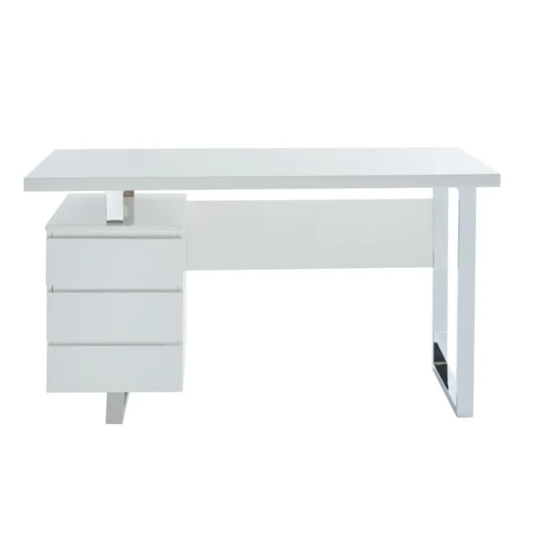 pas cher en vente Vente-unique Bureau Avec 3 Tiroirs – MDF – Blanc Laqué – MYLAN II 6