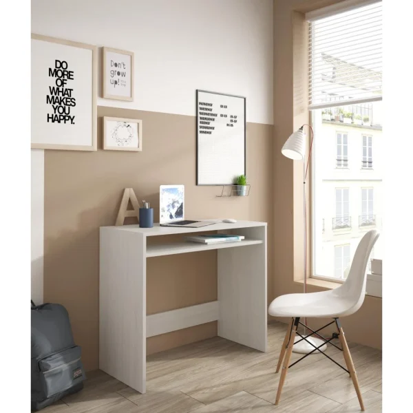 en ligne vente ALTER Bureau Avec étagère Fixe Sous La Table, Couleur Blanche Avec Effet B… 1