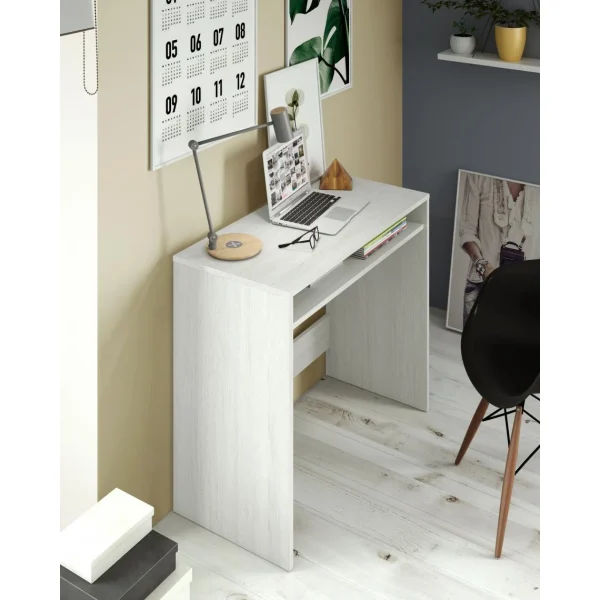 en ligne vente ALTER Bureau Avec étagère Fixe Sous La Table, Couleur Blanche Avec Effet B… 4