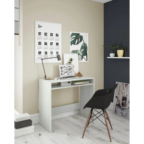 en ligne vente ALTER Bureau Avec étagère Fixe Sous La Table, Couleur Blanche Avec Effet B… 5
