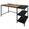 Livraison internationale Selsey Bureau Avec étagères – RAMIZU – 120×60 Cm – Effet Bois Foncé / Noir… 14