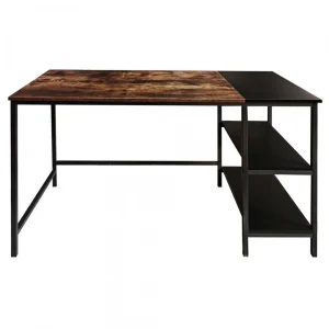 Livraison internationale Selsey Bureau Avec étagères – RAMIZU – 120×60 Cm – Effet Bois Foncé / Noir… 8