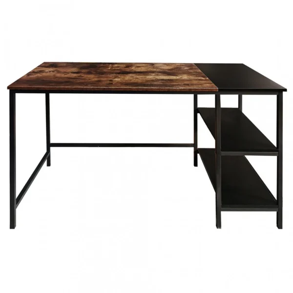 Livraison internationale Selsey Bureau Avec étagères – RAMIZU – 120×60 Cm – Effet Bois Foncé / Noir… 3