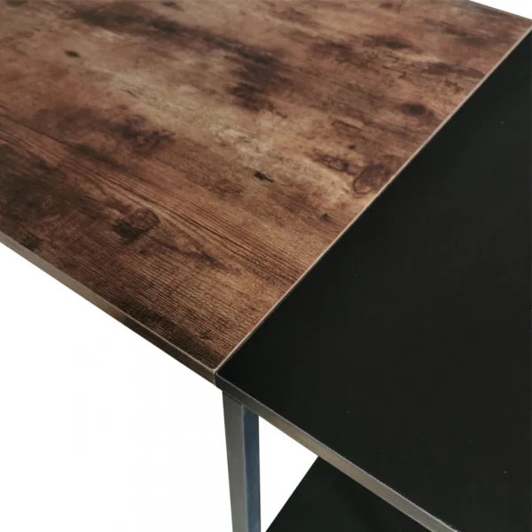 Livraison internationale Selsey Bureau Avec étagères – RAMIZU – 120×60 Cm – Effet Bois Foncé / Noir… 4