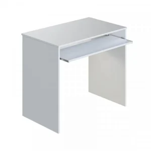 site soldes Dansmamaison Bureau Avec Tablette Coulissante Blanc – DESKOU – L 90 X L 54 X H 79 C… 12