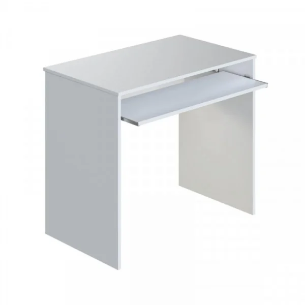 site soldes Dansmamaison Bureau Avec Tablette Coulissante Blanc – DESKOU – L 90 X L 54 X H 79 C… 5