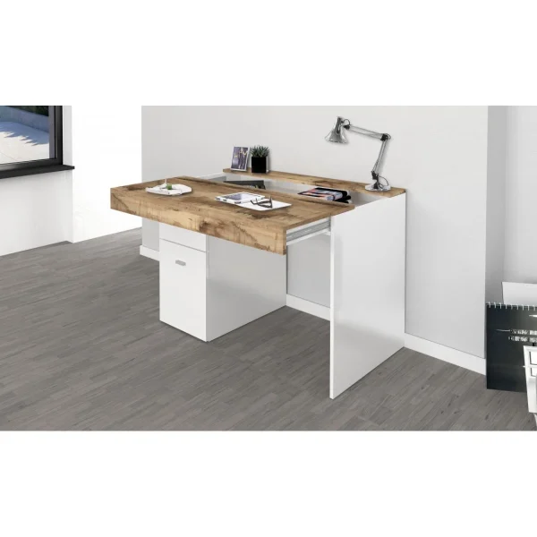 ALTER Bureau Avec Tiroirs Et Plateau De Rangement, Made In Italy, Table D’or… boutique pas cher 3