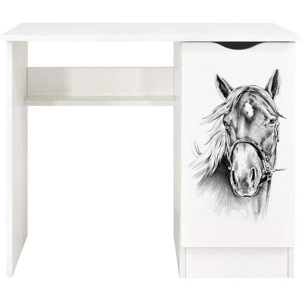 Leomark Bureau Blanc Avec étagère ROMA – Cheval Boutique 1