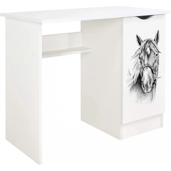 Leomark Bureau Blanc Avec étagère ROMA – Cheval Boutique 3
