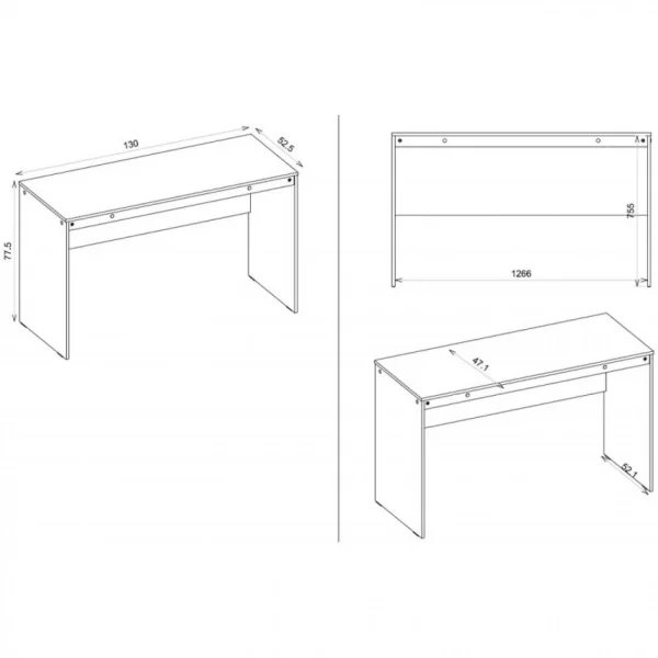Caemmum Bureau Chêne Et Blanc 130 Cm Large choix en ligne 4