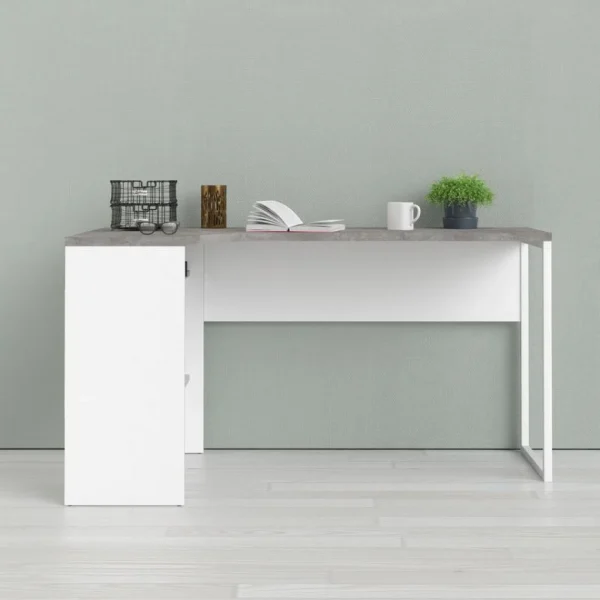 BUT Bureau D’angle ALKOR Imitation Béton Et Blanc jusqu'à 3